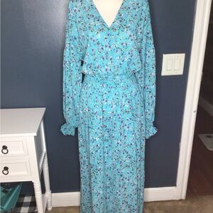 XL Floral Blue Maxi Dress (0197)